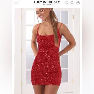 Lucy in the Sky red sequin bodycon dress
